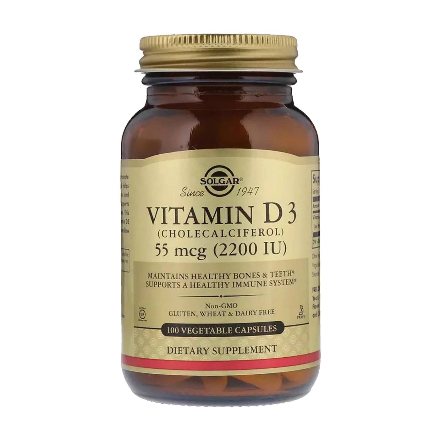 Вітамін Д3 Solgar Vitamin D3 Холекальціферол, 55 мкг (2200 МО), 100 капсул
